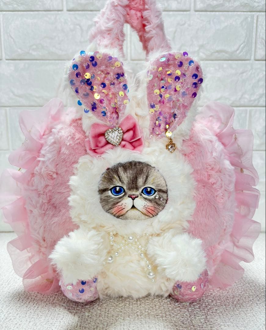 そ*2様 コヤンイサムチョン　ハンドメイド　ファーフリルバッグ　ピンク　ルミちゃ