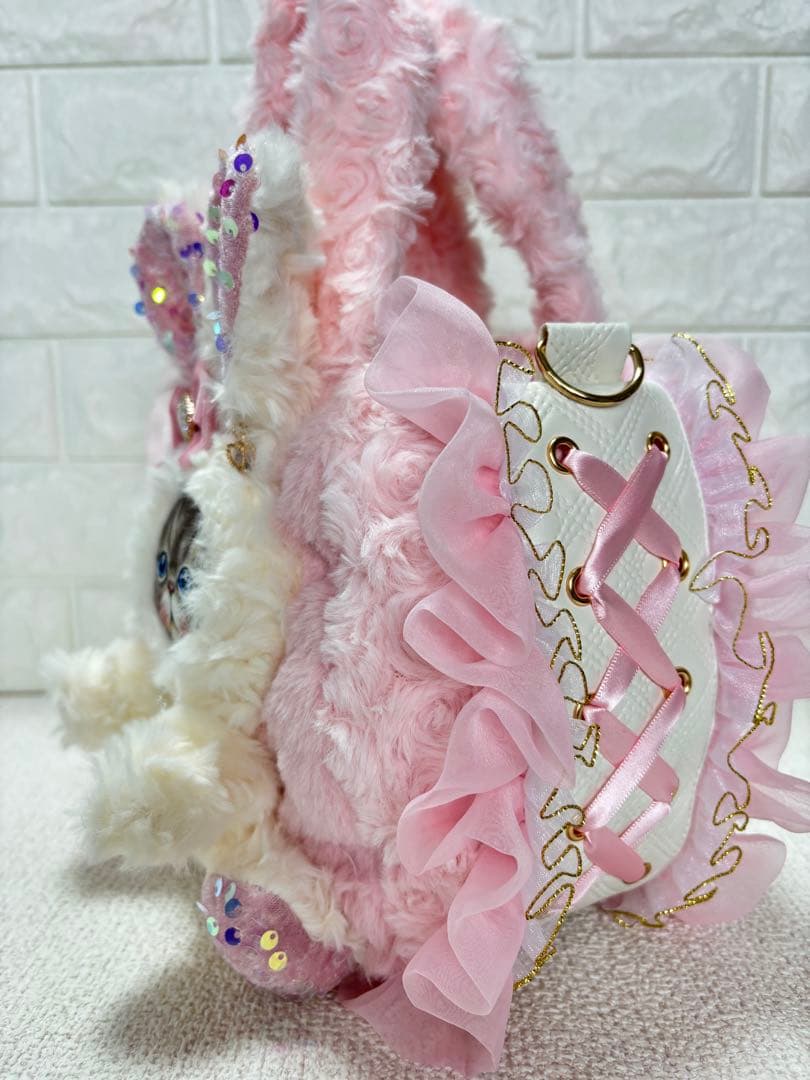 そ*2様 コヤンイサムチョン　ハンドメイド　ファーフリルバッグ　ピンク　ルミちゃ