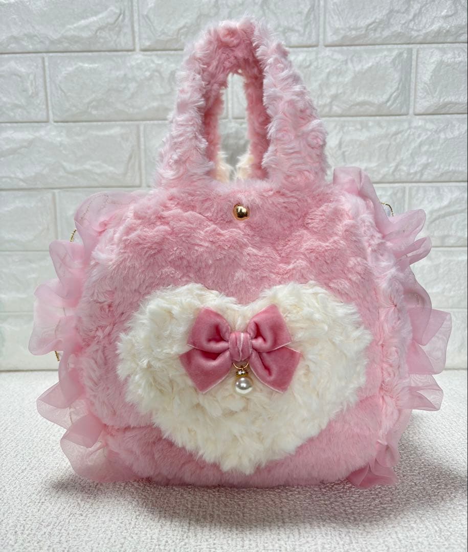 そ*2様 コヤンイサムチョン　ハンドメイド　ファーフリルバッグ　ピンク　ルミちゃ