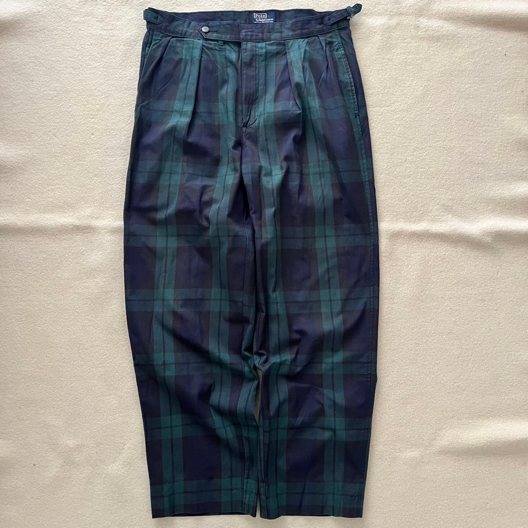 90s USA製 ラルフローレン チェックパンツ ブラックウォッチ 34×30