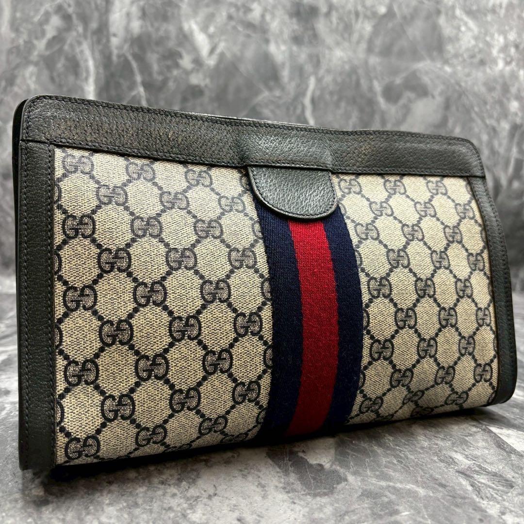 ✨美品✨GUCCI シェリーライン GG ネイビー クラッチバッグ セカンド