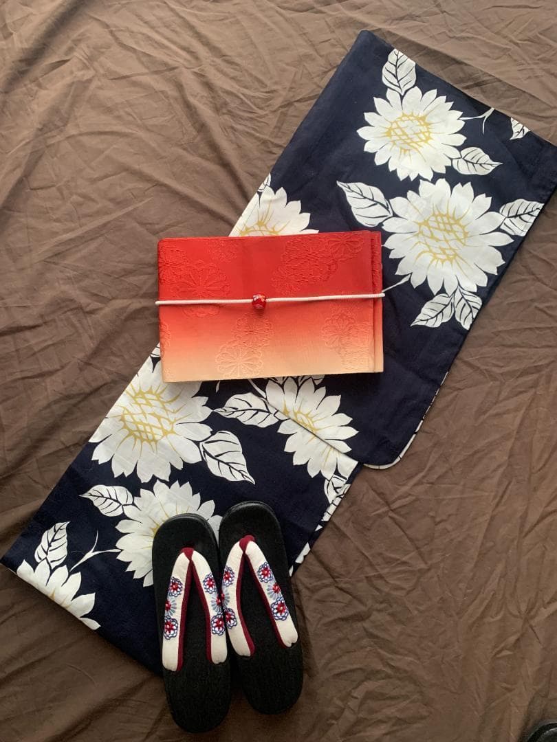 画像 1枚目のフルセット◆品ある向日葵（ひまわり）黒紺浴衣◆