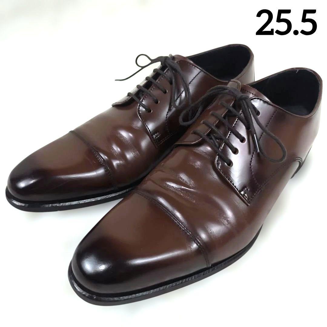 ✨極美品✨リーガル ドレスシューズ 外羽根 ストレートチップ ガラスレザー 茶色