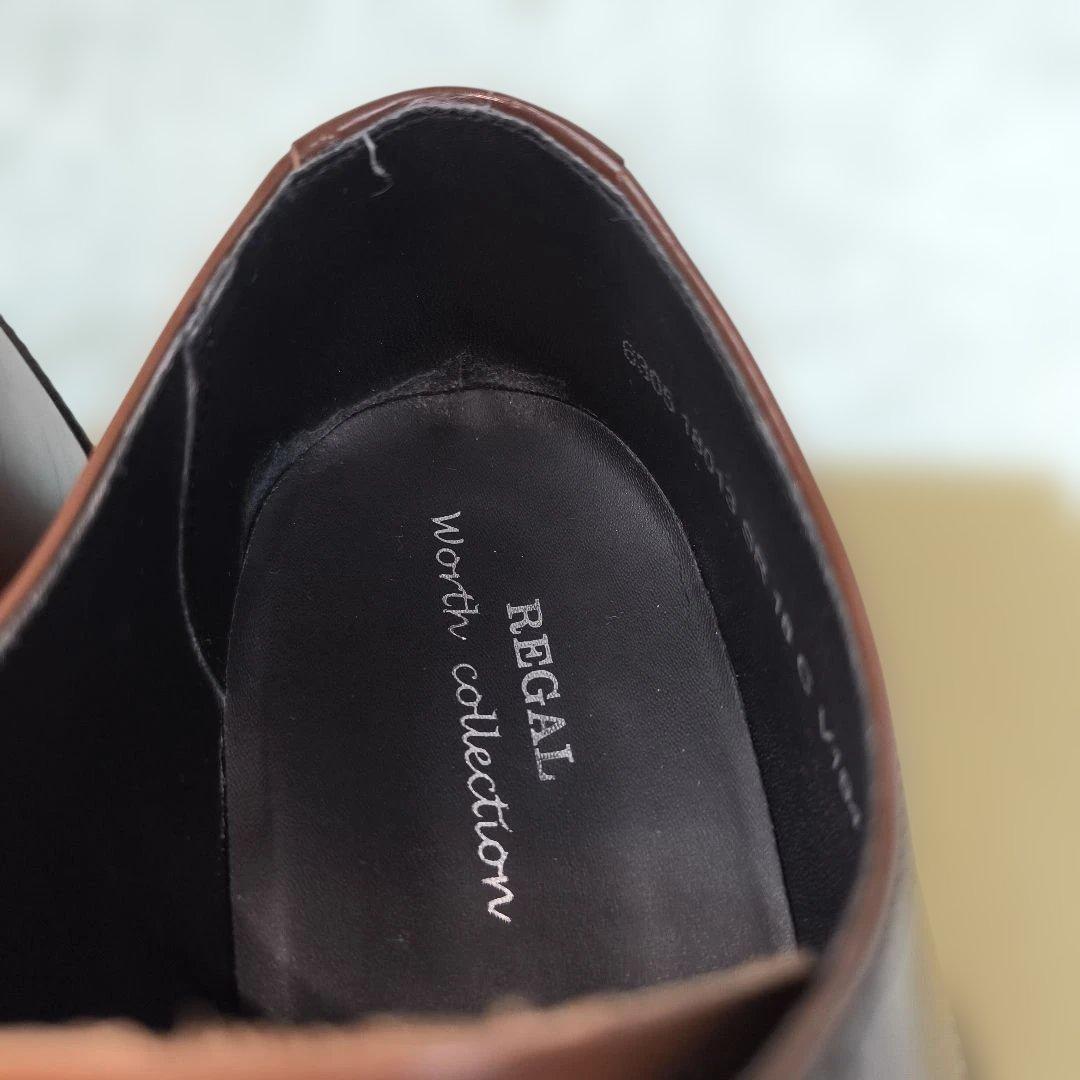 ✨極美品✨リーガル ドレスシューズ 外羽根 ストレートチップ ガラスレザー 茶色