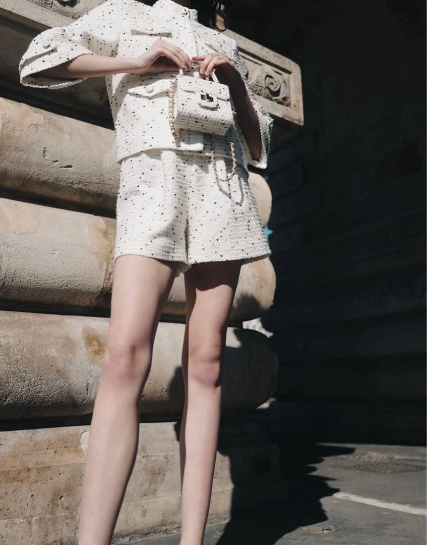 パンツ sheller Dot tweed zip short pants