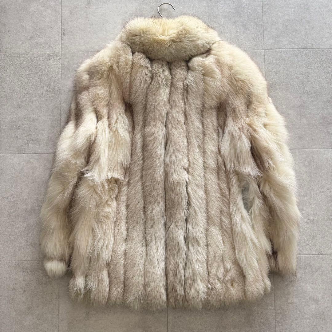 サガフォックス　銀サガ　フォックスファー100％　最高級毛皮　ホワイト系　11号