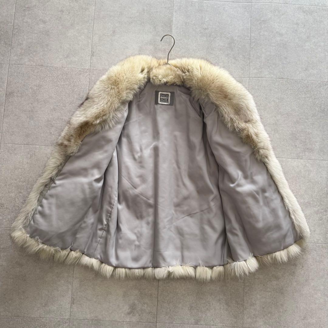 サガフォックス　銀サガ　フォックスファー100％　最高級毛皮　ホワイト系　11号