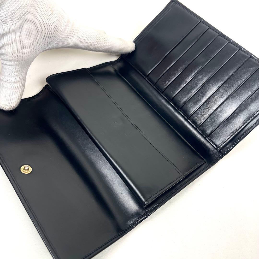 カルティエ　ゴールドパンサー　パンテール　ブラック　ミディアム　長財布　三つ折り