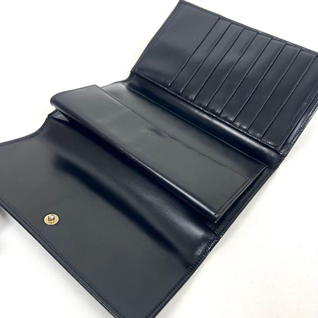 カルティエ　ゴールドパンサー　パンテール　ブラック　ミディアム　長財布　三つ折り