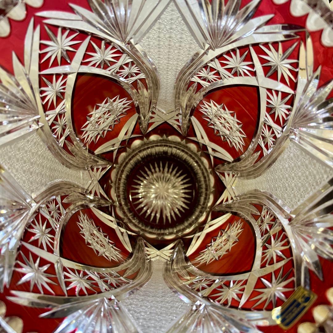 ドイツLAUSITZER ラウジッツァー ハンドカット赤披 クリスタルガラス花瓶