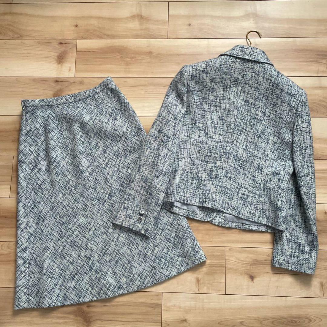 【美品】Leilian レリアン シルク混 ツイード スカートスーツ