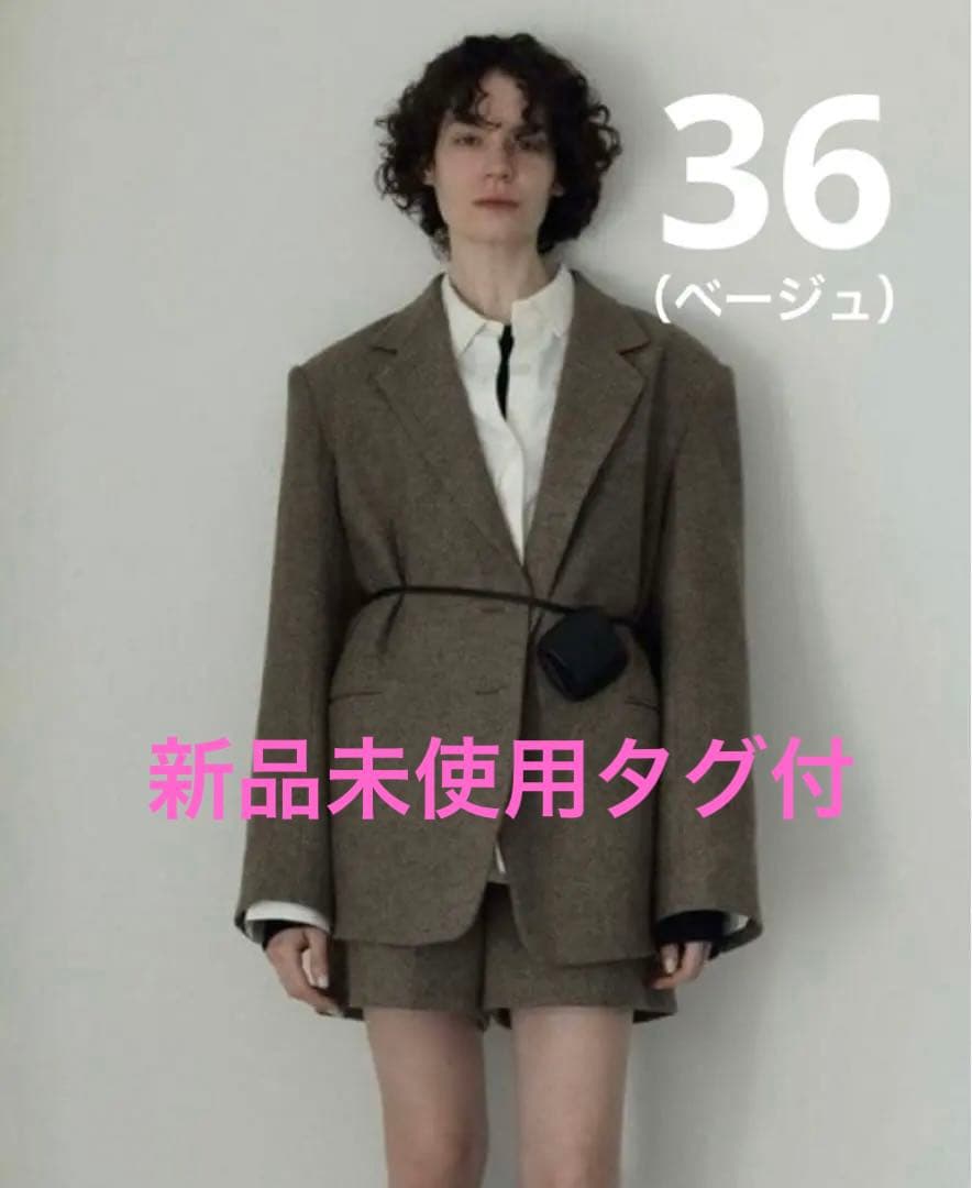 anuke Herringbone Wool Jacket 36ベージュ