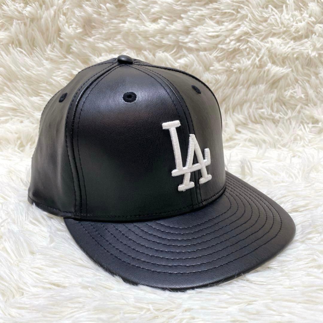 ✨未使用級✨NEW ERA ドジャース レザー LA立体3Dロゴ キャップ