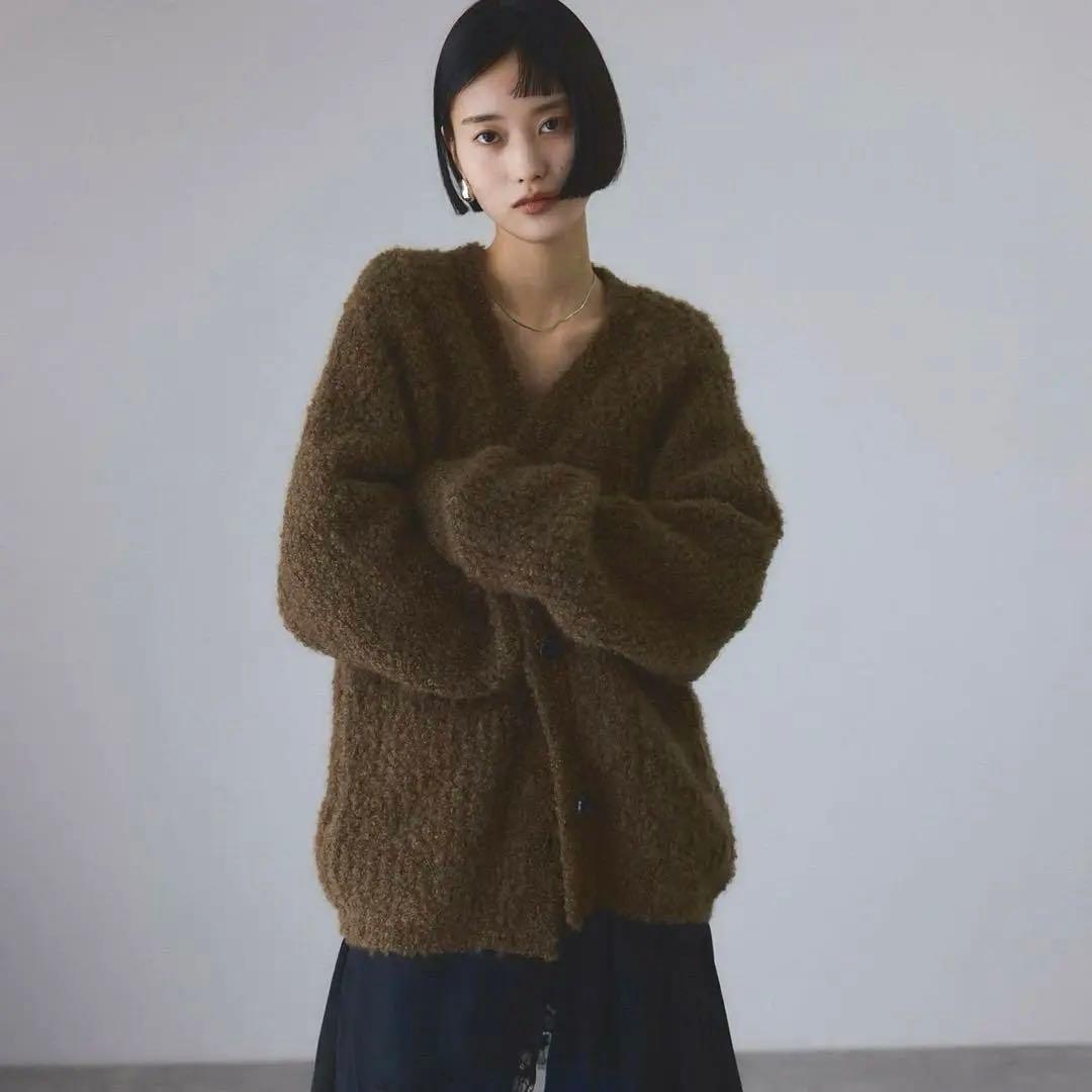 【美品】ADAM ET ROPE' /モヘヤウールニットカーディガンブルゾン