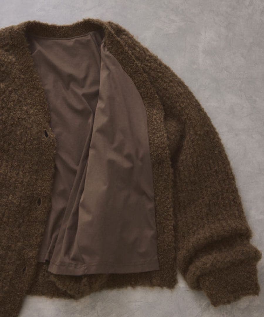 【美品】ADAM ET ROPE' /モヘヤウールニットカーディガンブルゾン