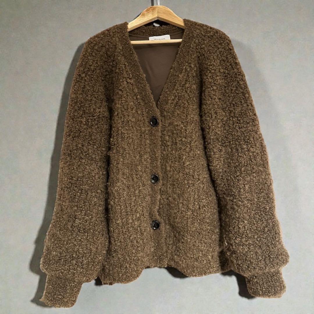 【美品】ADAM ET ROPE' /モヘヤウールニットカーディガンブルゾン