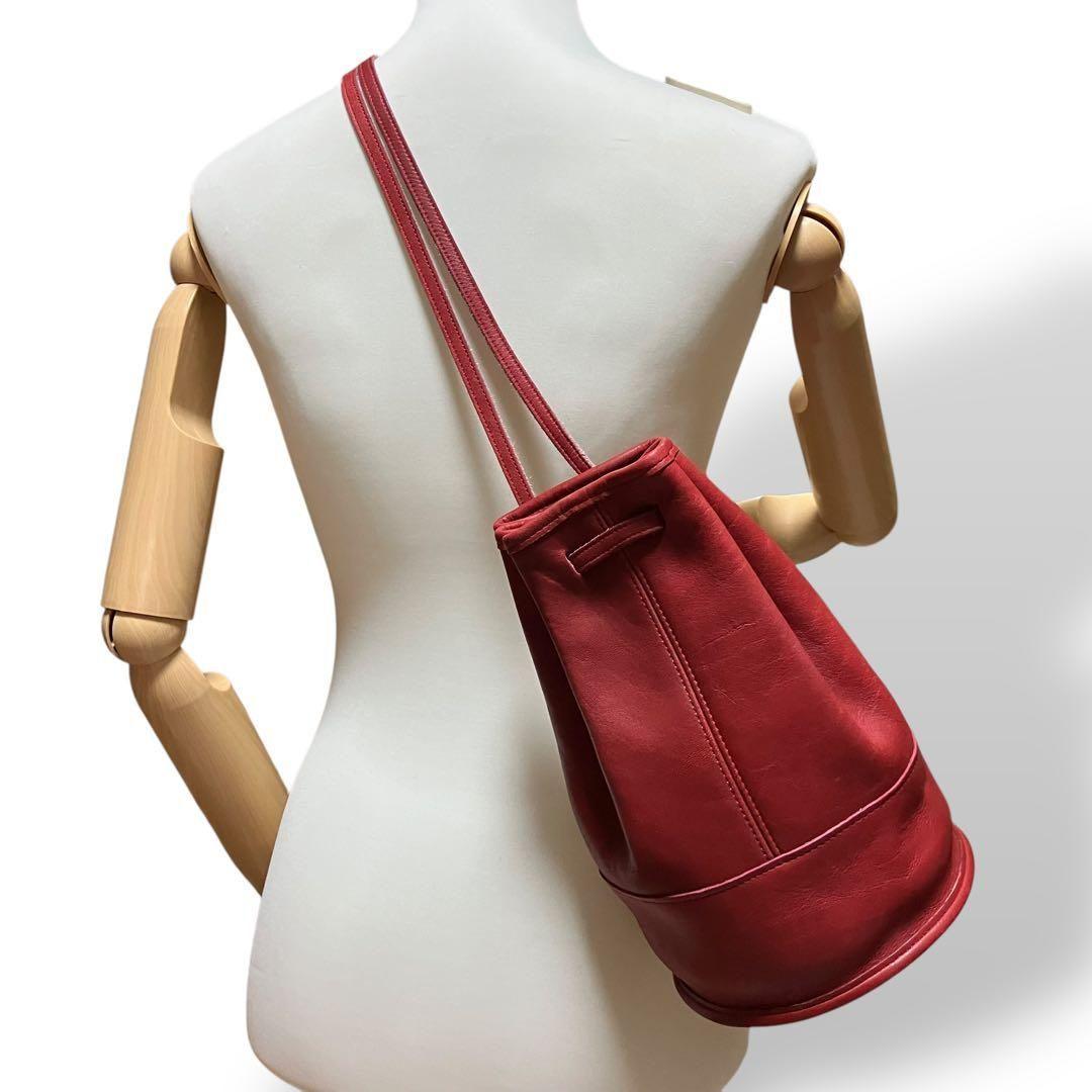 1946 Vintage Coach ショルダーバッグ 巾着 USA RED