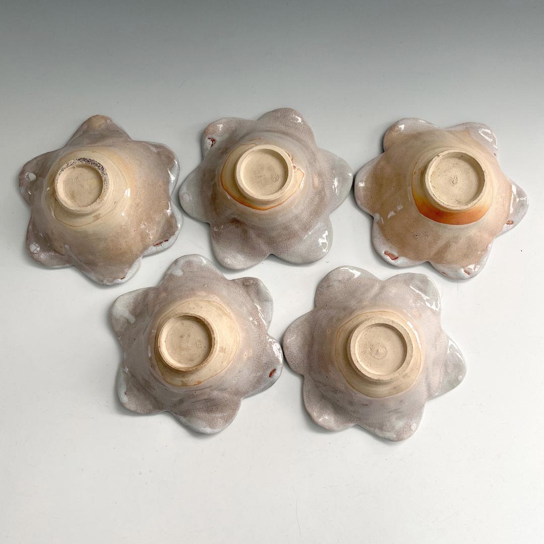 タ*カ様 萩焼 11客 菓子鉢 萩 輪花 百合花形向付 皿 茶道具 煎茶