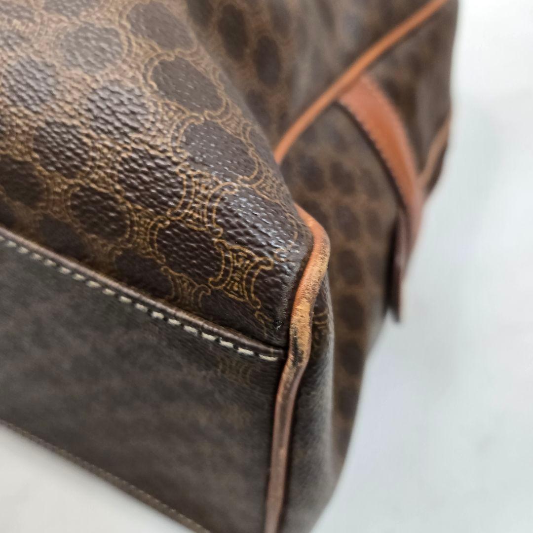 美品 CELINE ミニボストンバッグ マカダム トリオンフ金具 A4収納可能