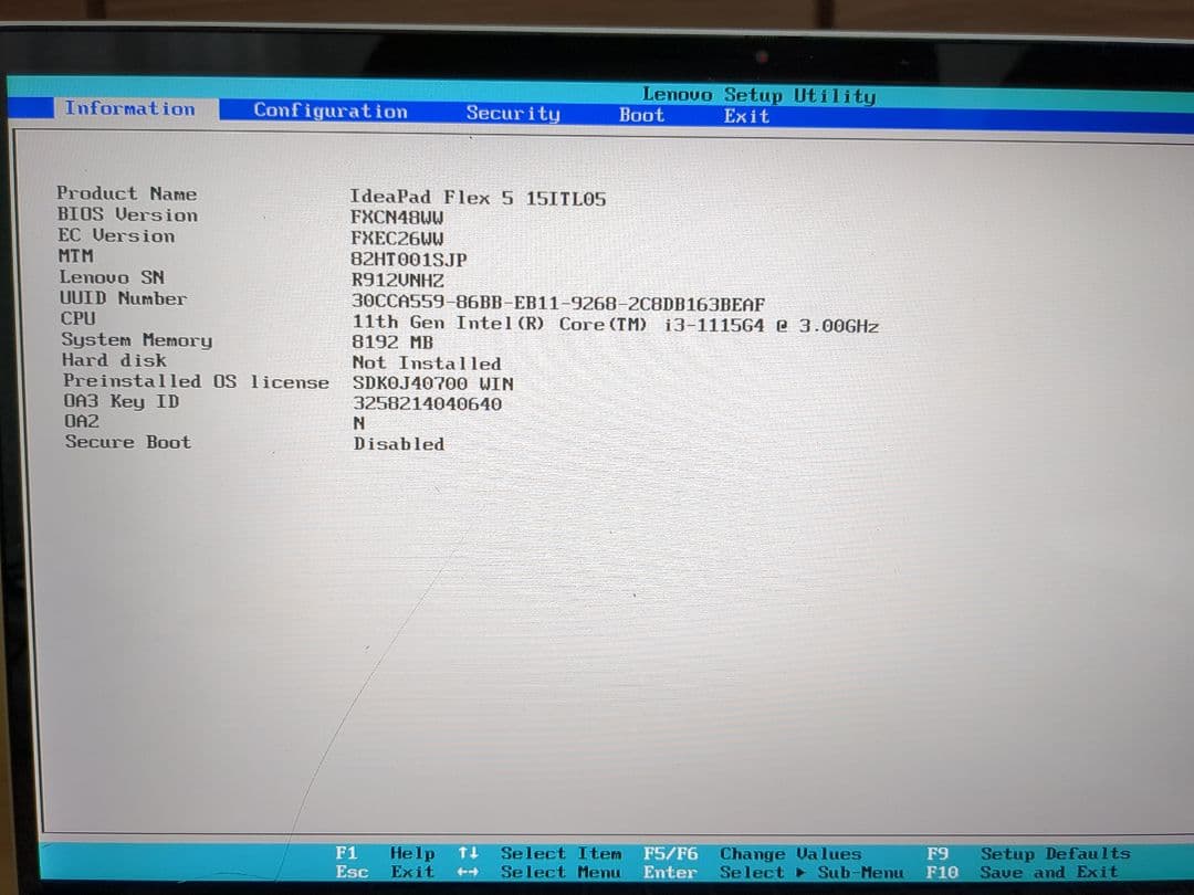 ジャンク IdeaPad5 flex Corei3・8GBメモリ・15ITL05