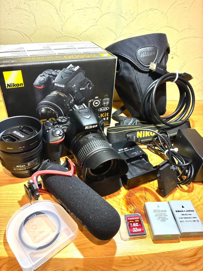 Nikon D5500 配信カメラセット 単焦点レンズ、常時給電、ガンマイク等