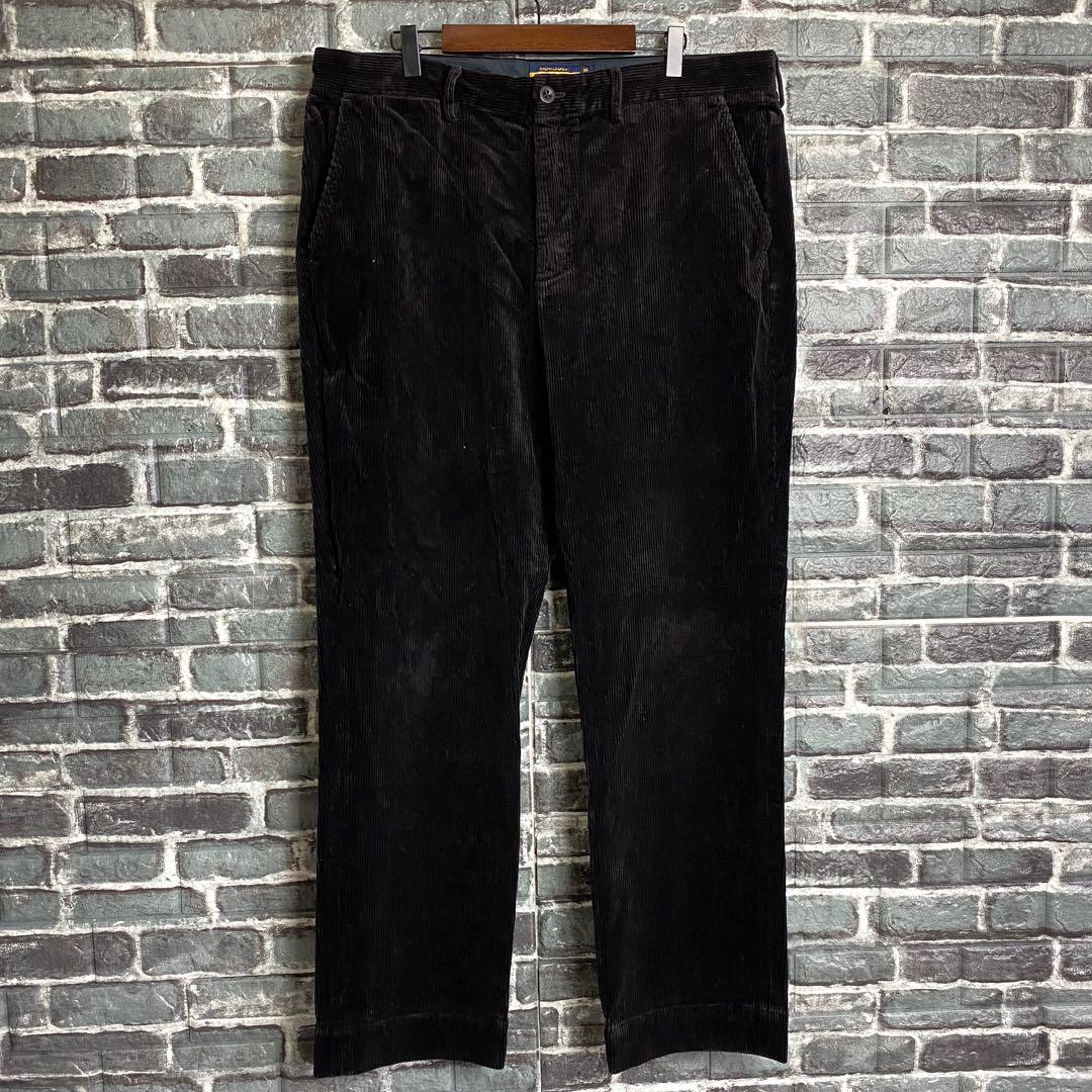 ラルフローレンラグビー 太畝コーデュロイパンツ ブラック 黒 36×32 hr9