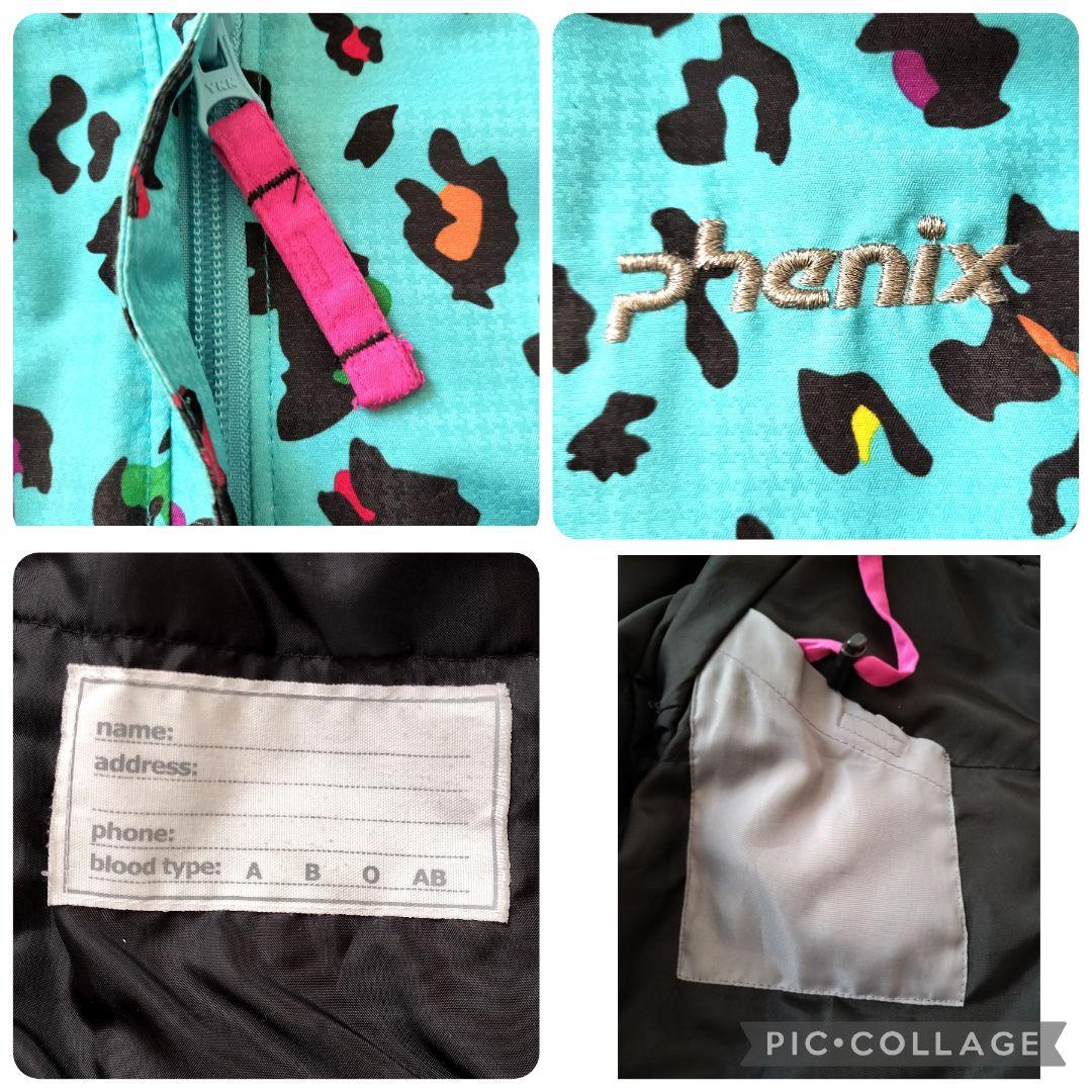 美品★Phenix スキーウェア 130 女の子♡カモフラブルー×ブラック 上下