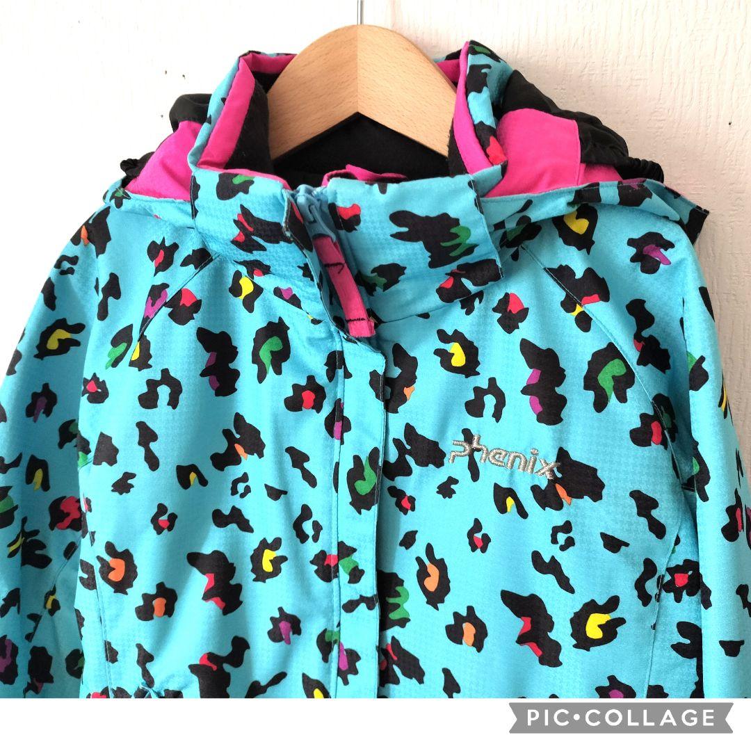 美品★Phenix スキーウェア 130 女の子♡カモフラブルー×ブラック 上下