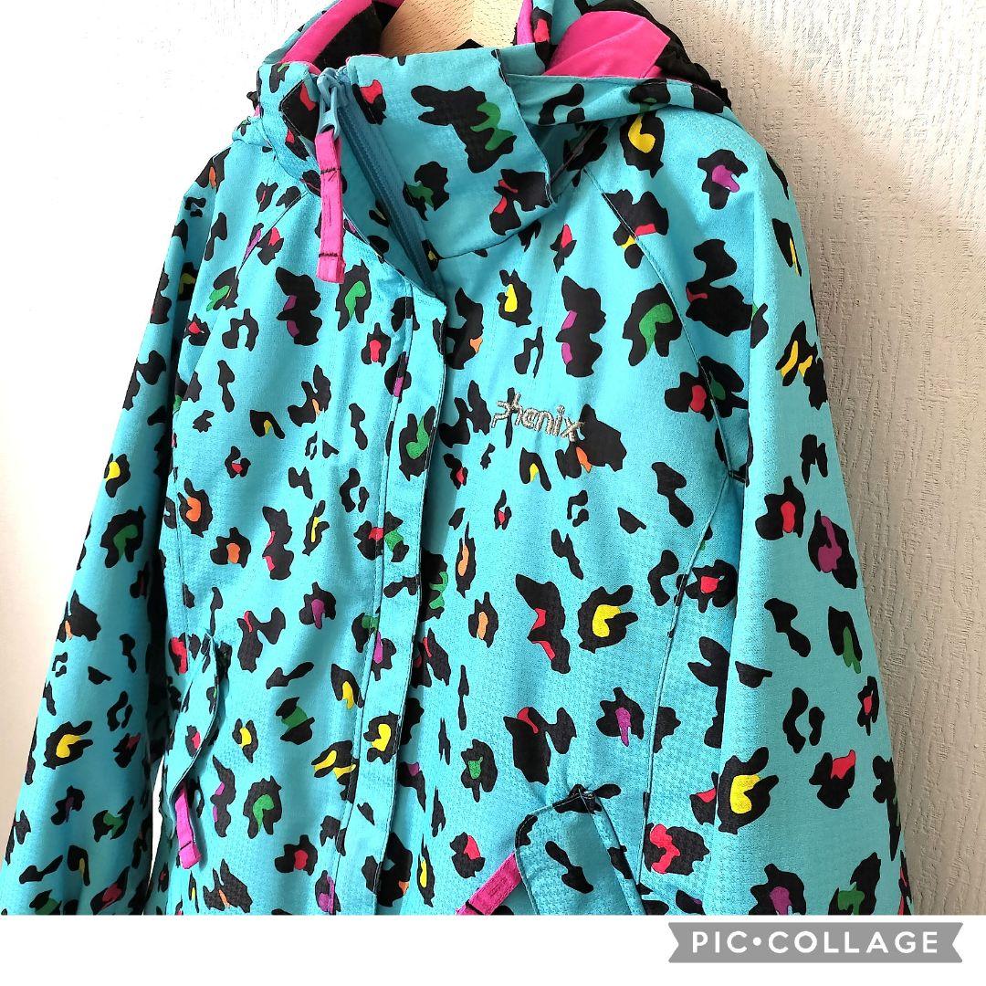 美品★Phenix スキーウェア 130 女の子♡カモフラブルー×ブラック 上下
