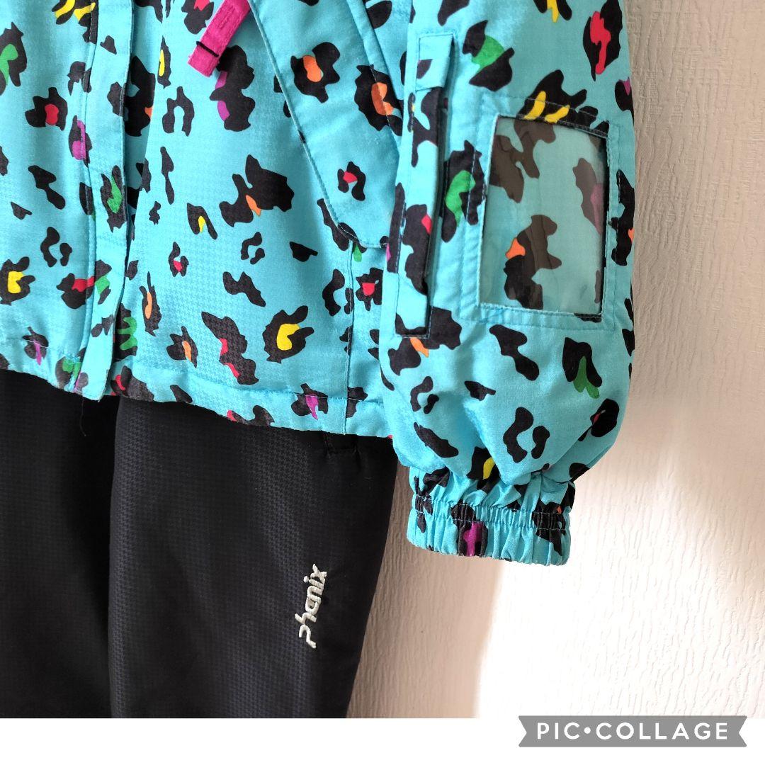 美品★Phenix スキーウェア 130 女の子♡カモフラブルー×ブラック 上下