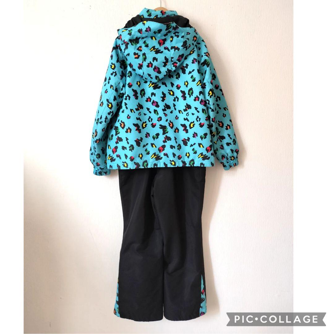 美品★Phenix スキーウェア 130 女の子♡カモフラブルー×ブラック 上下