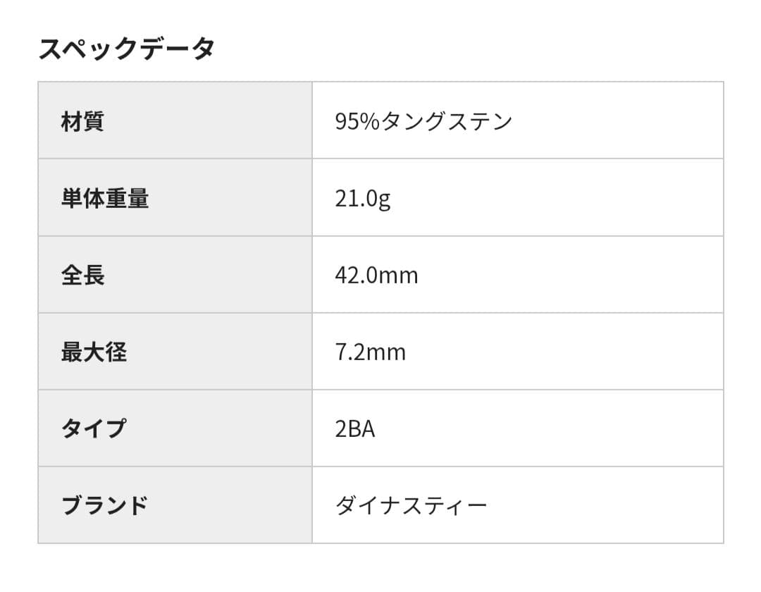 DYNASTY(ダイナスティー) 2BA 21g 阿嘉紗香選手モデル