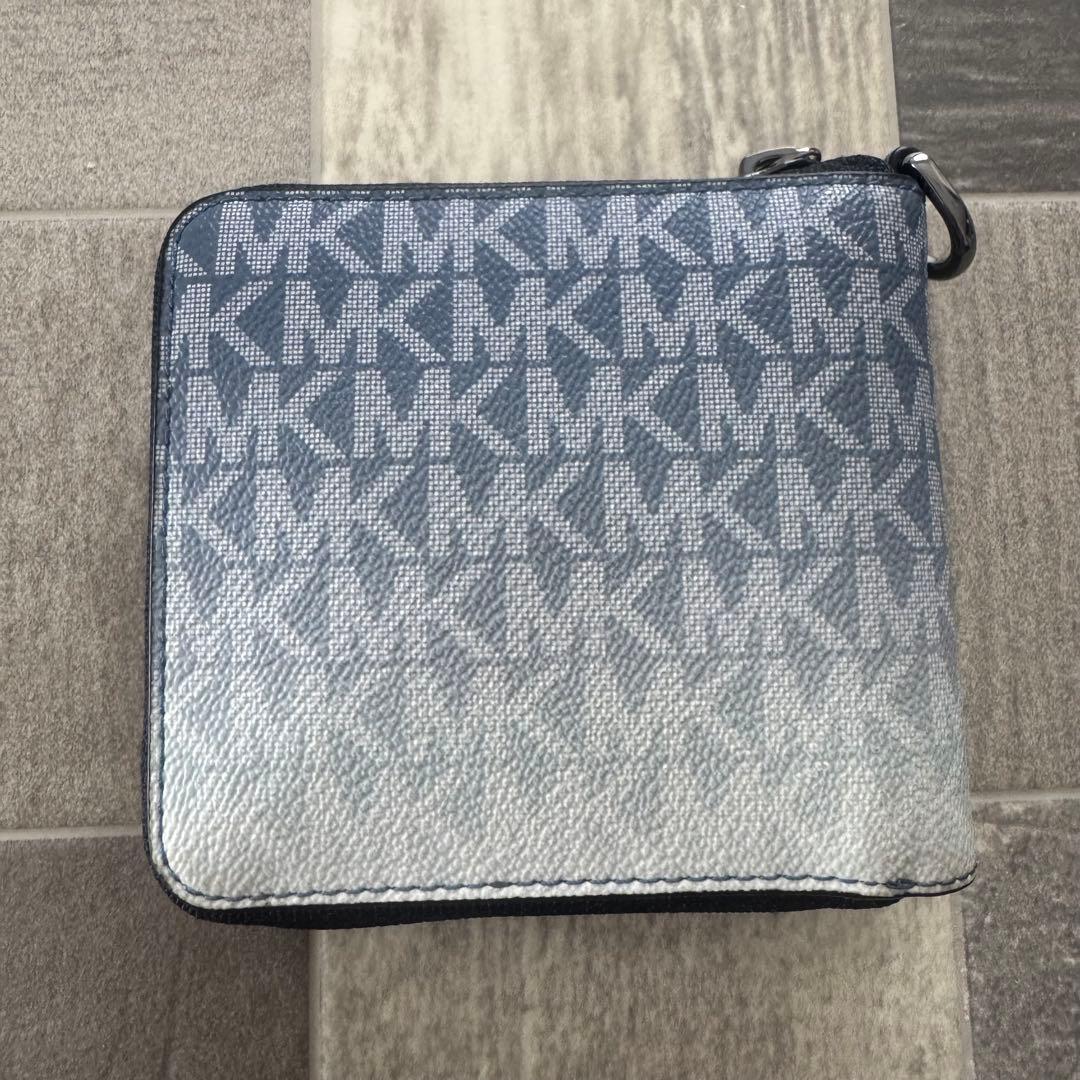 マイケルコース メンズ ジップ 折財布 チェーン付き デニムブルー