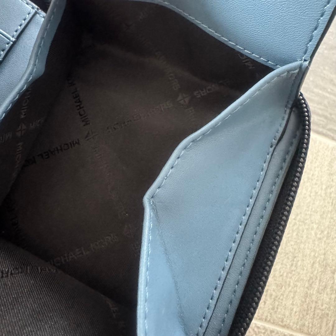 マイケルコース メンズ ジップ 折財布 チェーン付き デニムブルー