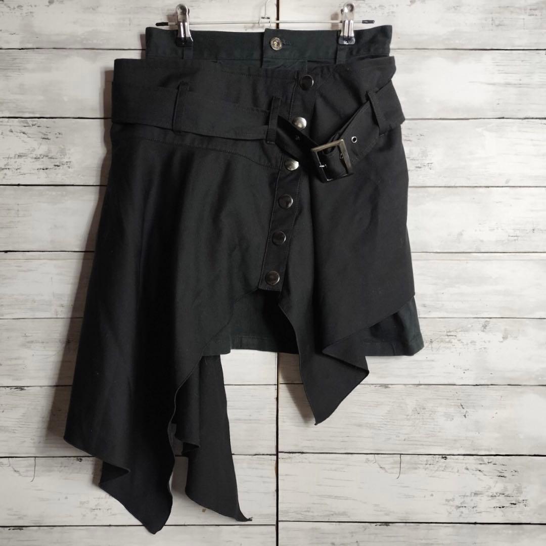 BLACKPEACENOW アシンメトリースカート ベルト レイヤード 黒