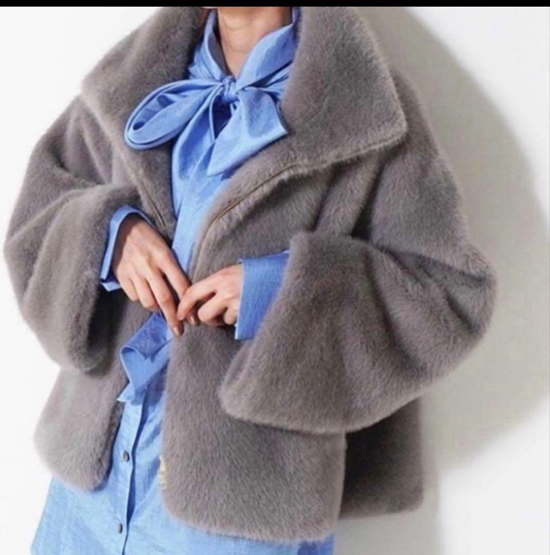 SUGARROSEミンクライクレッキス風ファー袖カットデザインジャケット