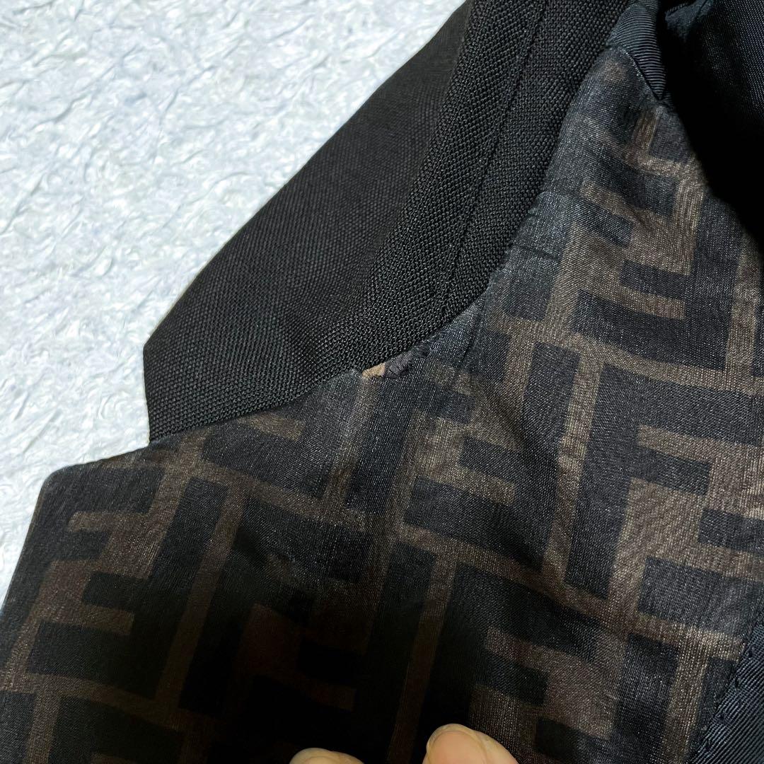 FENDI フェンディ ズッカ柄ラペル スーツ セットアップ 50 XL相当 黒