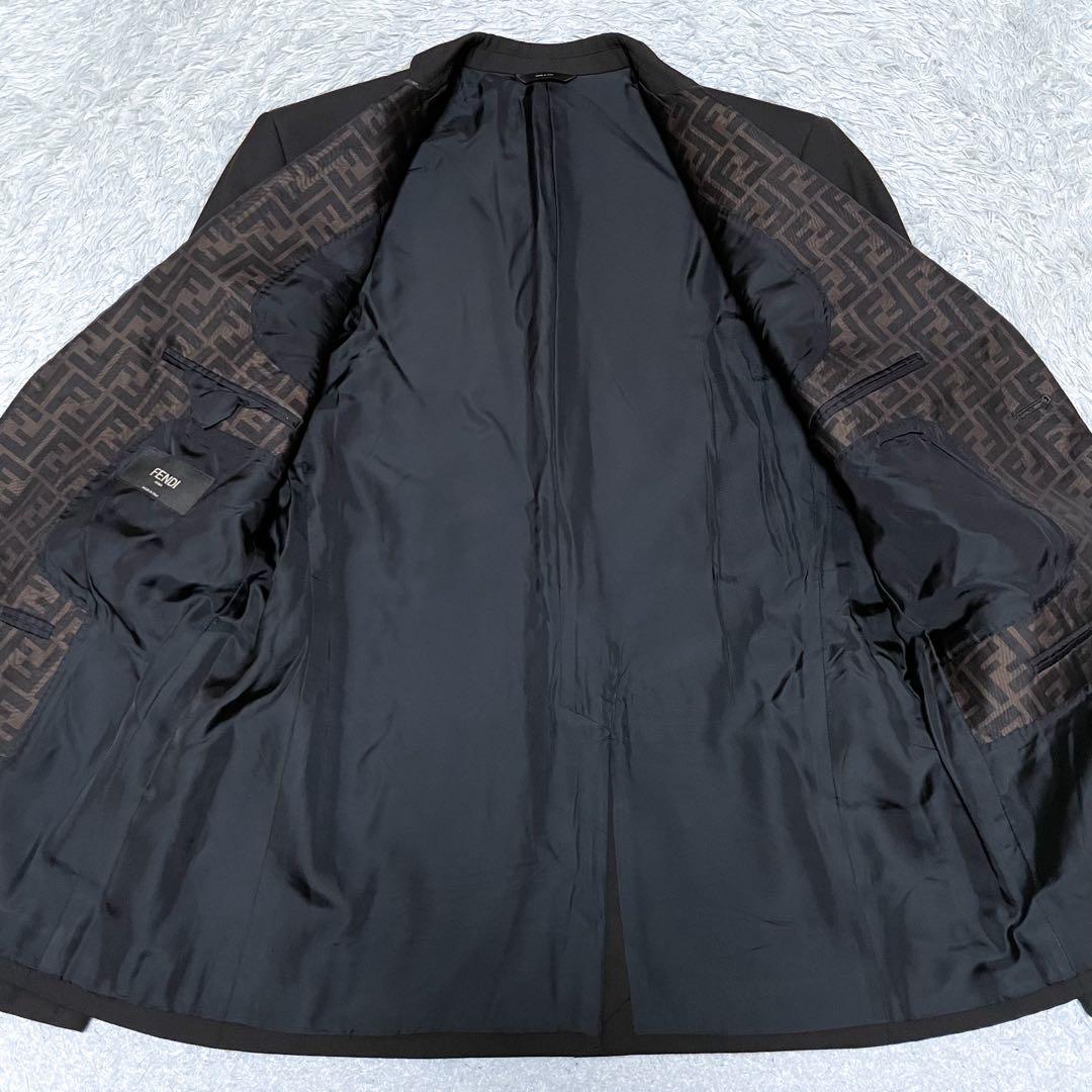 FENDI フェンディ ズッカ柄ラペル スーツ セットアップ 50 XL相当 黒