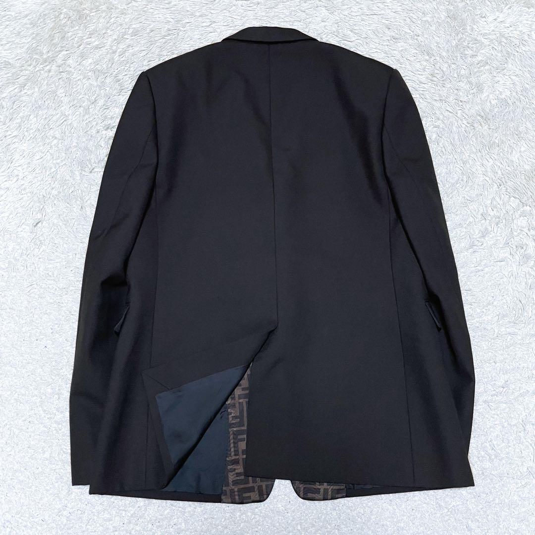 FENDI フェンディ ズッカ柄ラペル スーツ セットアップ 50 XL相当 黒