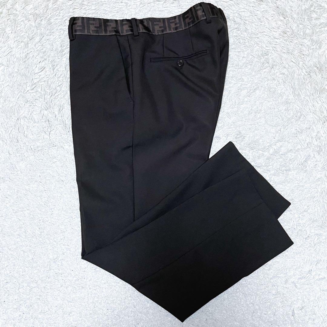 FENDI フェンディ ズッカ柄ラペル スーツ セットアップ 50 XL相当 黒