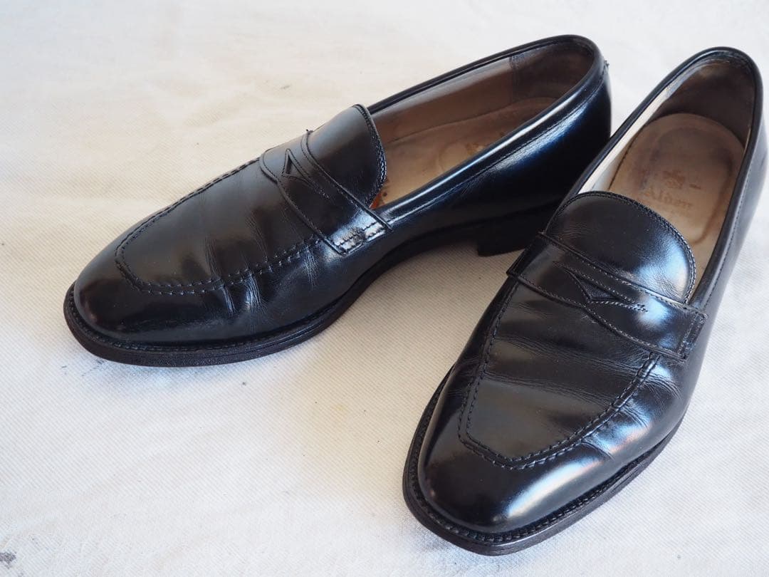 靴 Alden 3557 Black Full Strap Slip-On