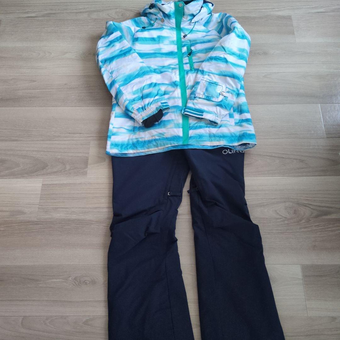 OLIN スキーウェア 青と白のストライプ