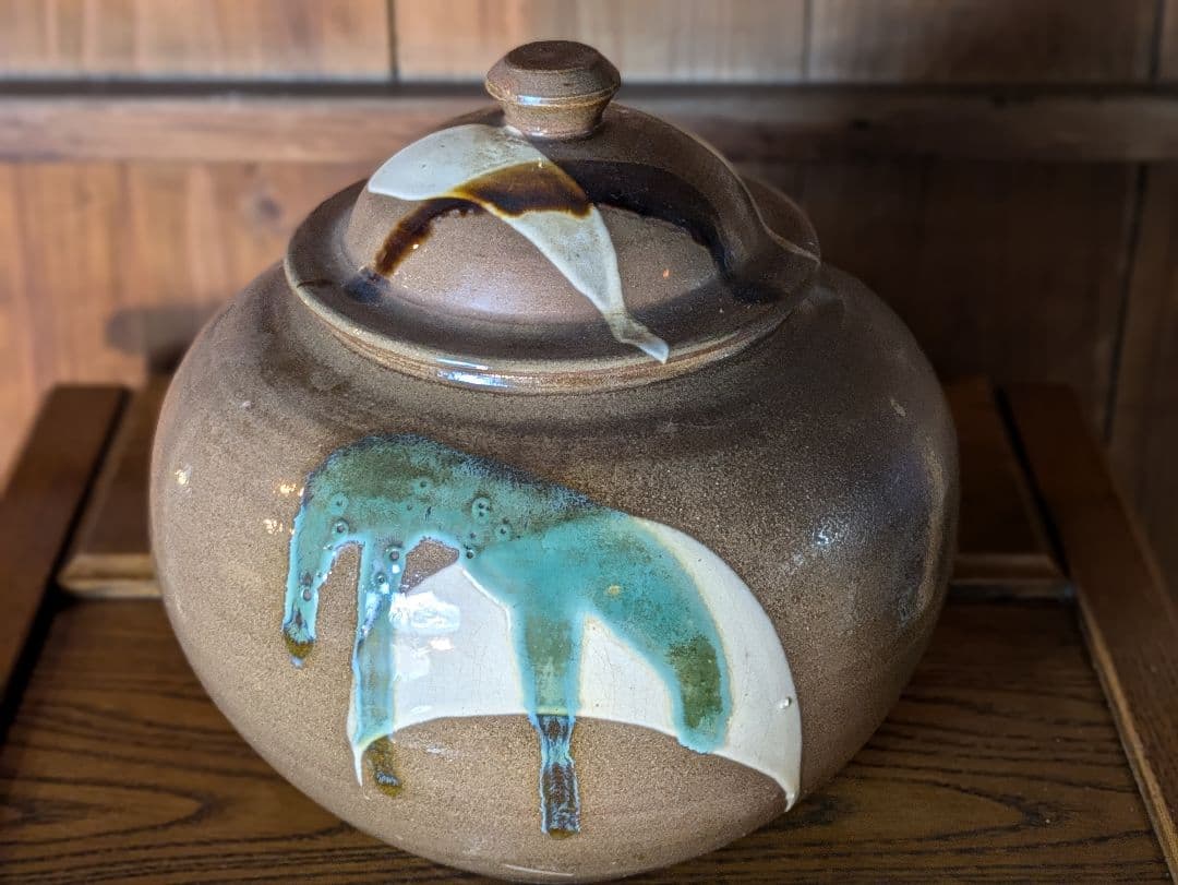 小石原焼 三色打掛壺 民藝 アンティーク陶器