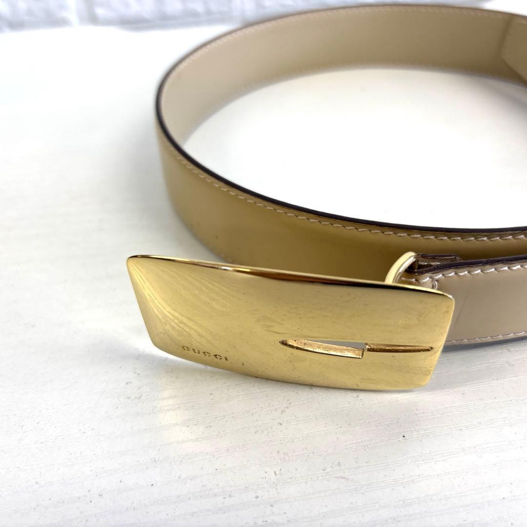GUCCI　グッチ　ベルト　ミラーバックル　G金具　ベージュ系　265