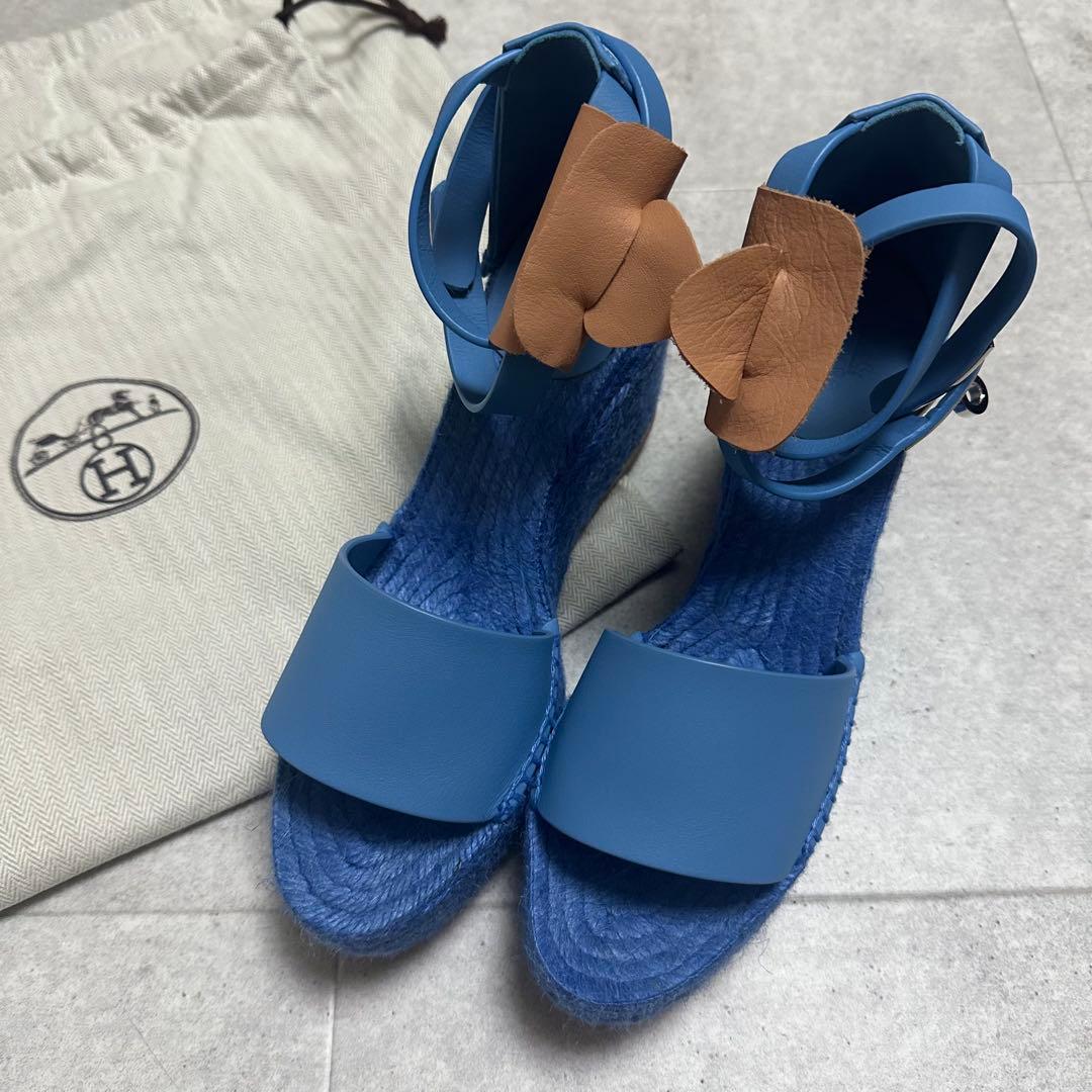 HERMES / ティヴォリ エスパドリーユ　ウェッジソール ケリー金具 38
