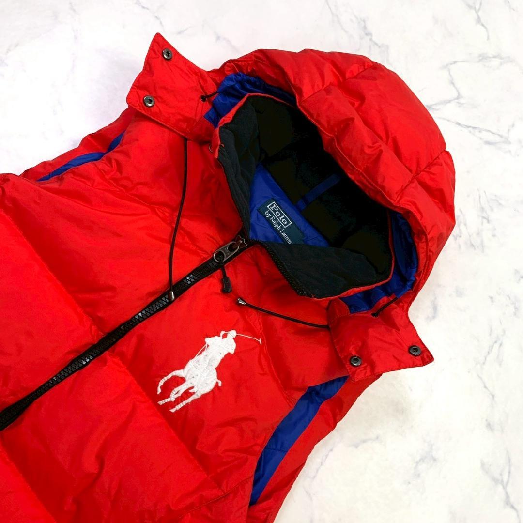 ポロラルフローレン ダウンベスト ビッグポニー刺繍 レッド XS　E021