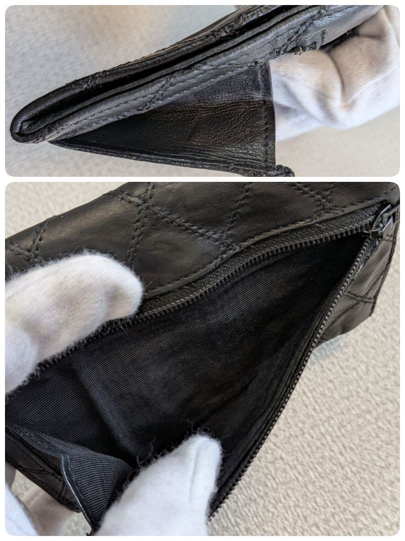 シャネル　黒　ビコローレ　ミニ財布　ケース　ラムスキン　ショルダー