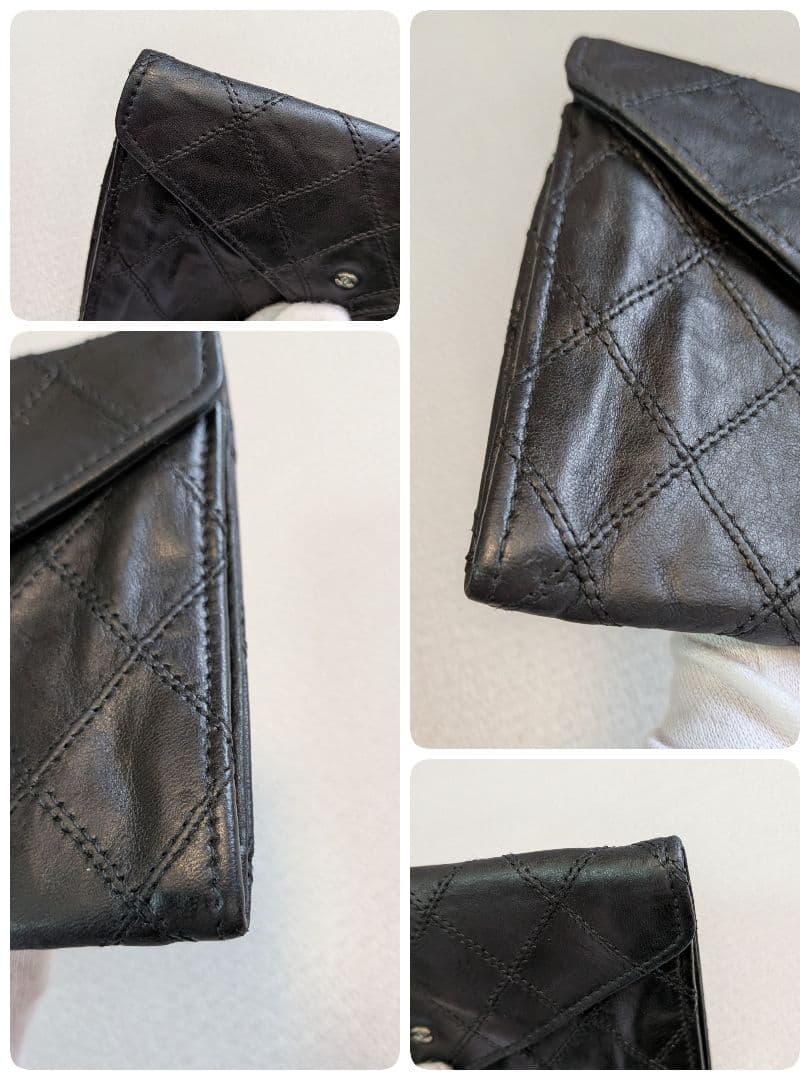 シャネル　黒　ビコローレ　ミニ財布　ケース　ラムスキン　ショルダー