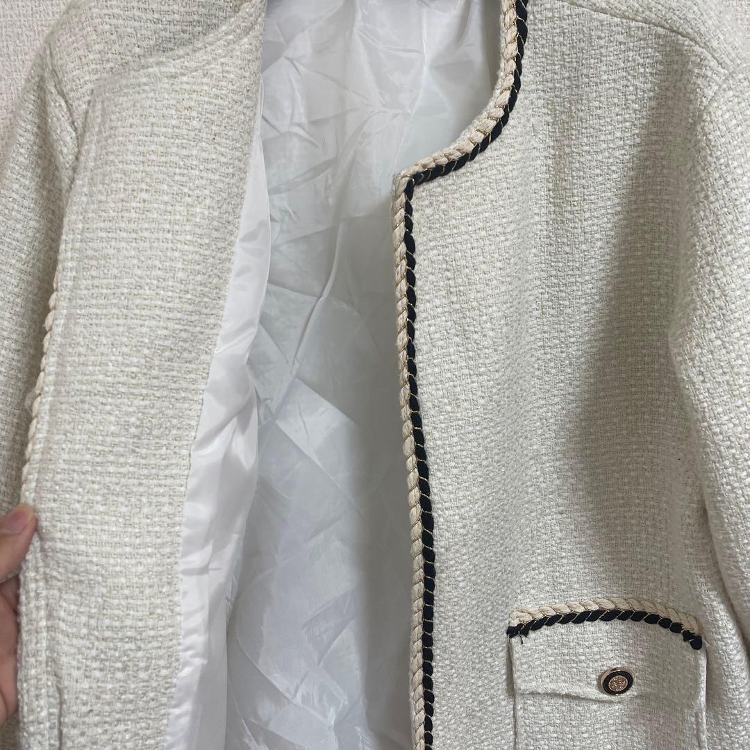 【ALUDE SELECT】 tweed jacket white