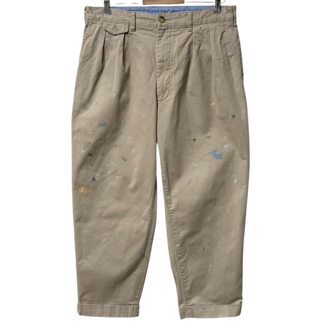 BEAMS+ 2プリーツチノトラウザーズ ストレッチペンキ ペイント 一点物